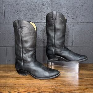 Vintage Justin Black Leather Roper Boots Men’s 11D USA Western Cowboy